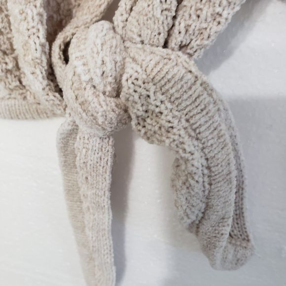 LC Lauren Conrad Soft Long Sleeve Cowl Neck Beige Sweater with Tie Hem, Medium - Picture 4 of 10